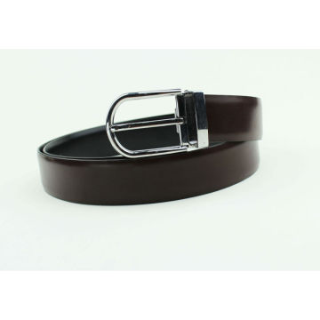 Reversible belt buckle brown leather belt